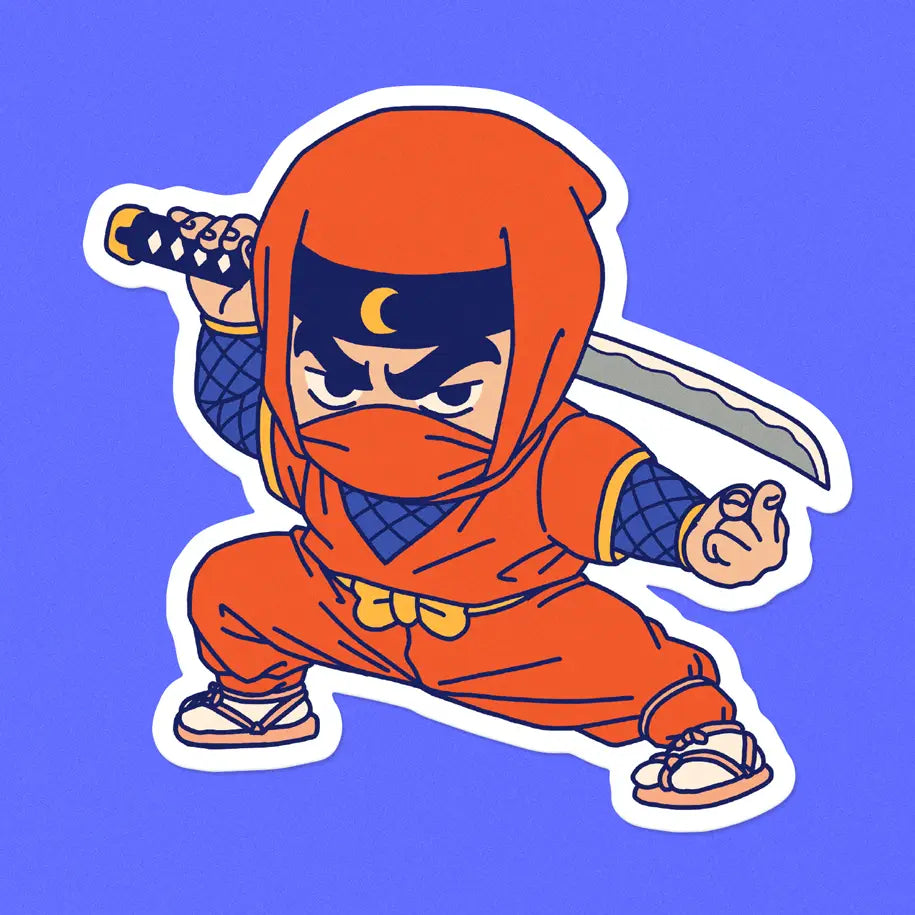 Here is Nakayubi the ninja, one of our original characters inspired by Japanese pop culture. His name means the middle finger in Japanese.
• Vinyl sticker
• 7.1 × 6.9 cm
• PVC-free
• UV varnish
• Suitable for outdoor use
• Printed in Sweden