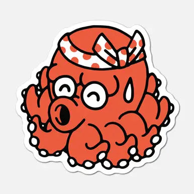 Takotaro is one of our original characters. It is inspired by the mascots that can be found on the front of takoyaki stands, these small dumplings filled with octopus.
The name Takotaro is composed of the Japanese word “tako” which means “octopus” and the suffix “taro” which means “eldest son” and which is added to many Japanese names.
• Vinyl sticker
• 3.8x9 cm
• PVC free
• Anti-UV varnish
• Can be used outside
• Printed in Sweden