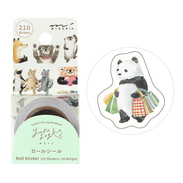 Yuru Log Sticker Roll - Animal Mood
Roll seals with a wide variety of designs:
Recommended for decorating notebooks, these roll stickers with perforations can be cut out as needed. It's also great that you can use plenty of stickers without hesitation when enjoying notebook arrangements.
The 'Animal Mood Patterns' feature 210 sheets (18
designs) that can be used plently, designed by Kana Nitta, featuring animals that express emotions through poses. Charming animals combined with speech bubble patterns