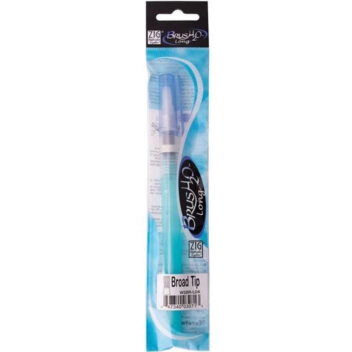 ZIG BrusH2O allows the artist to have a steady water supply flow directly through the brush tip. BrusH2O portable brushes have a retractable valve giving you complete control over the water release.
It's an amazing and portable water brush for those who wish to paint anywhere, at any time.
Dimension: 45×13×240 mm
W1.77×D0.51×H9.45 in