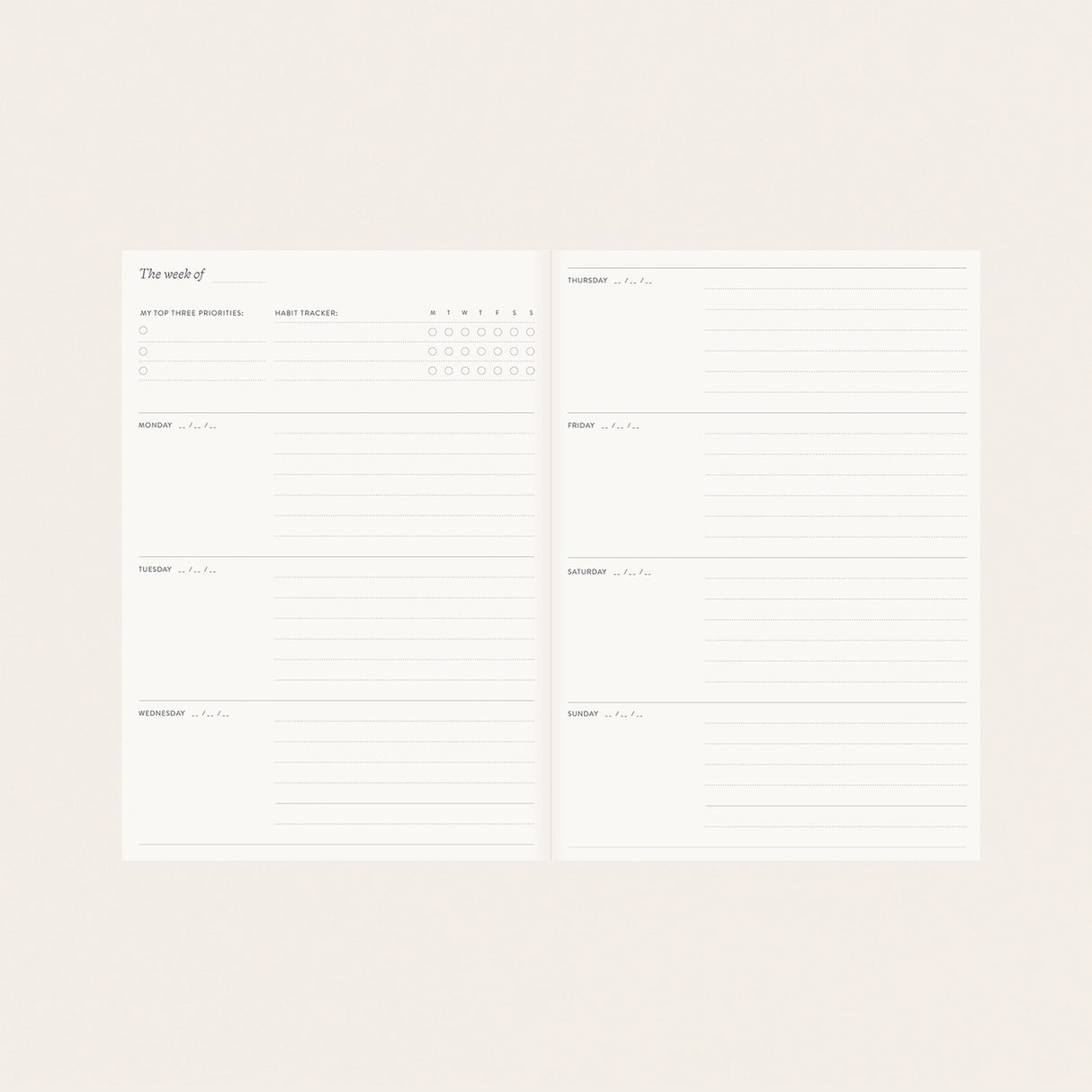 Botanica Paper Co. Linen Bound Undated Weekly Planner - Song Birds
