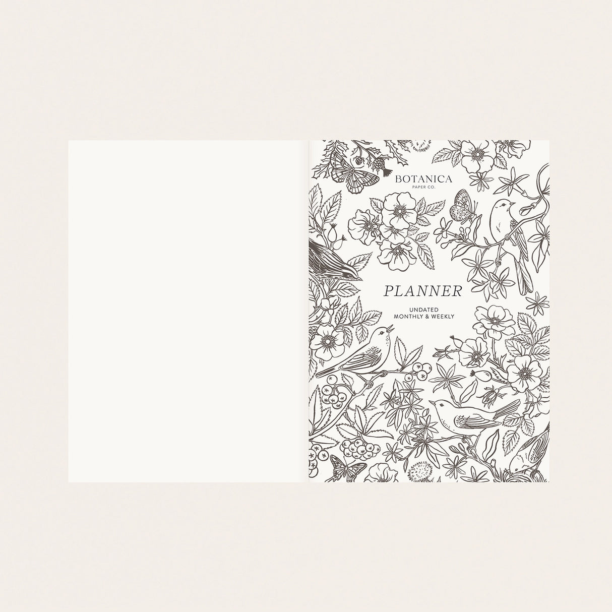 Botanica Paper Co. Linen Bound Undated Weekly Planner - Song Birds