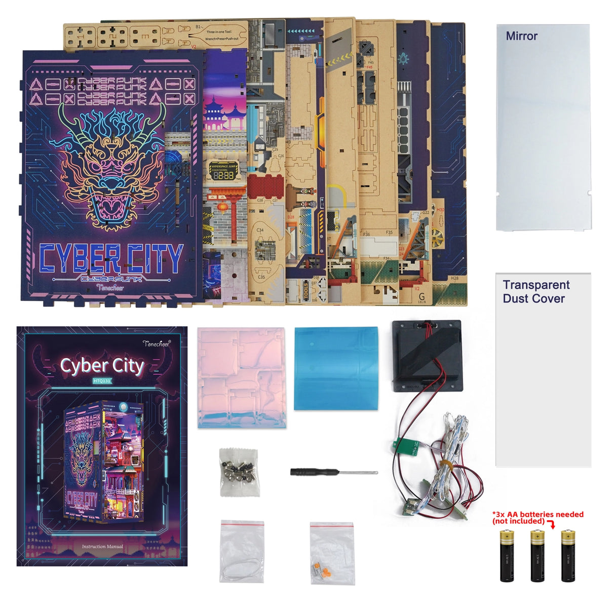 Diy Miniature House Book Nook Kit: Cyber City w/ Dust Cover