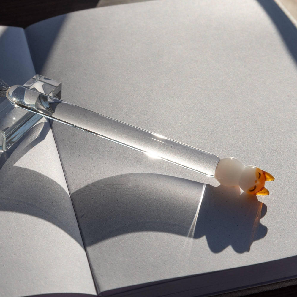 Cat Perch Glass Dip Pen