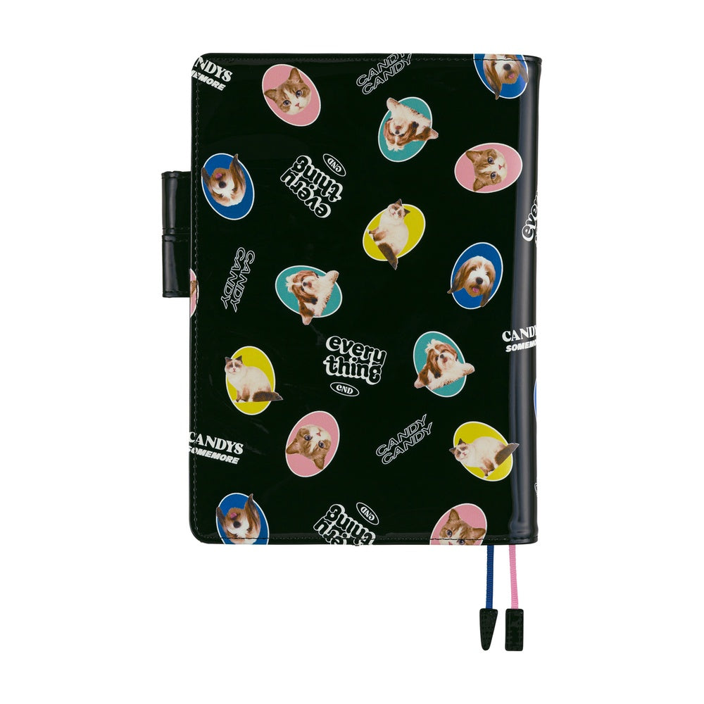 Hobonichi Techo A5 Cover - Candy Stripper: Random Dog & Cat (Black)