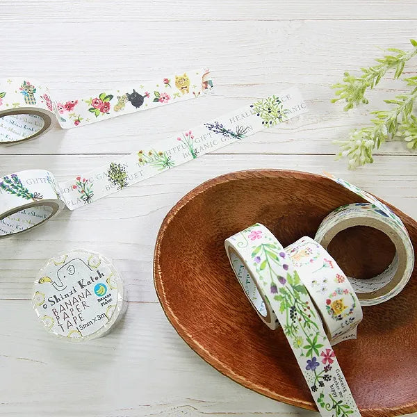 Cinta washi con diseño de gatito en flor
