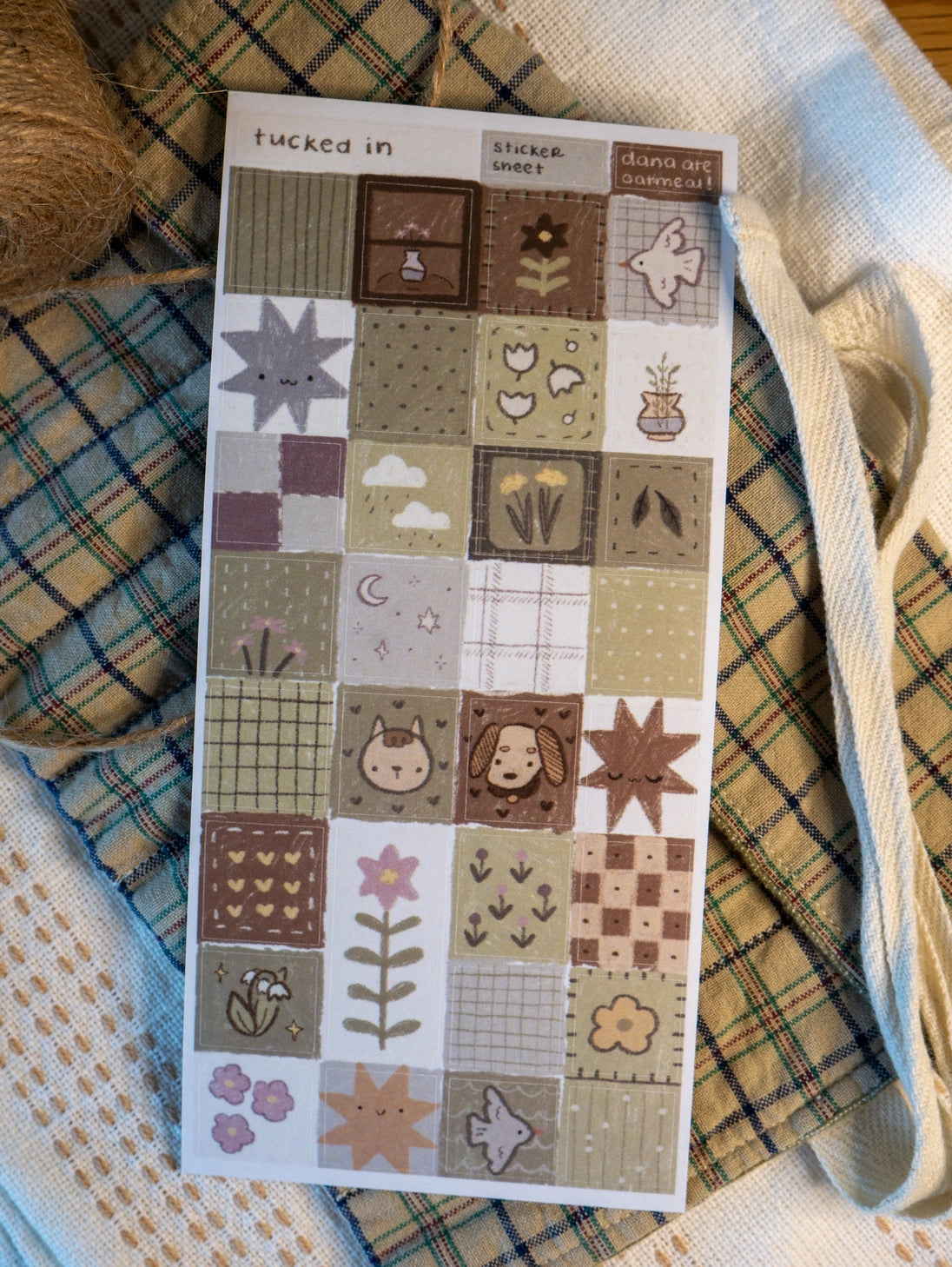Tucked into bed with a warm, heavy quilt.
Kiss cut washi sticker sheet
Includes 1 sheet 7.5" x 3.5"