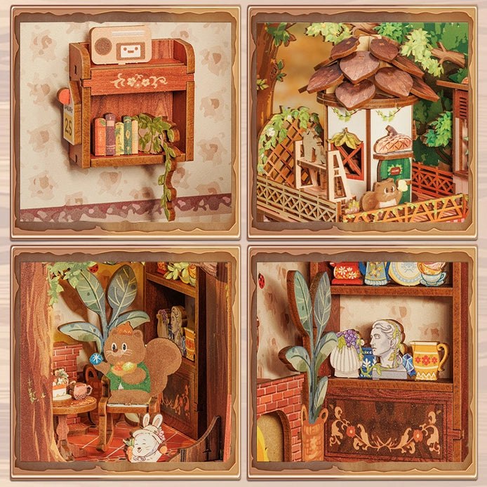 Squirrel Collector DIY Book Nook Kit with Dust Cover