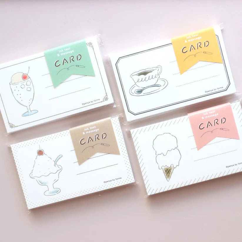 Coffee Ink Swatch Card Set by forme.
These business-sized cards can be used as ink sample cards, a small message card, a short record of cafe visits, or a simple memo card.