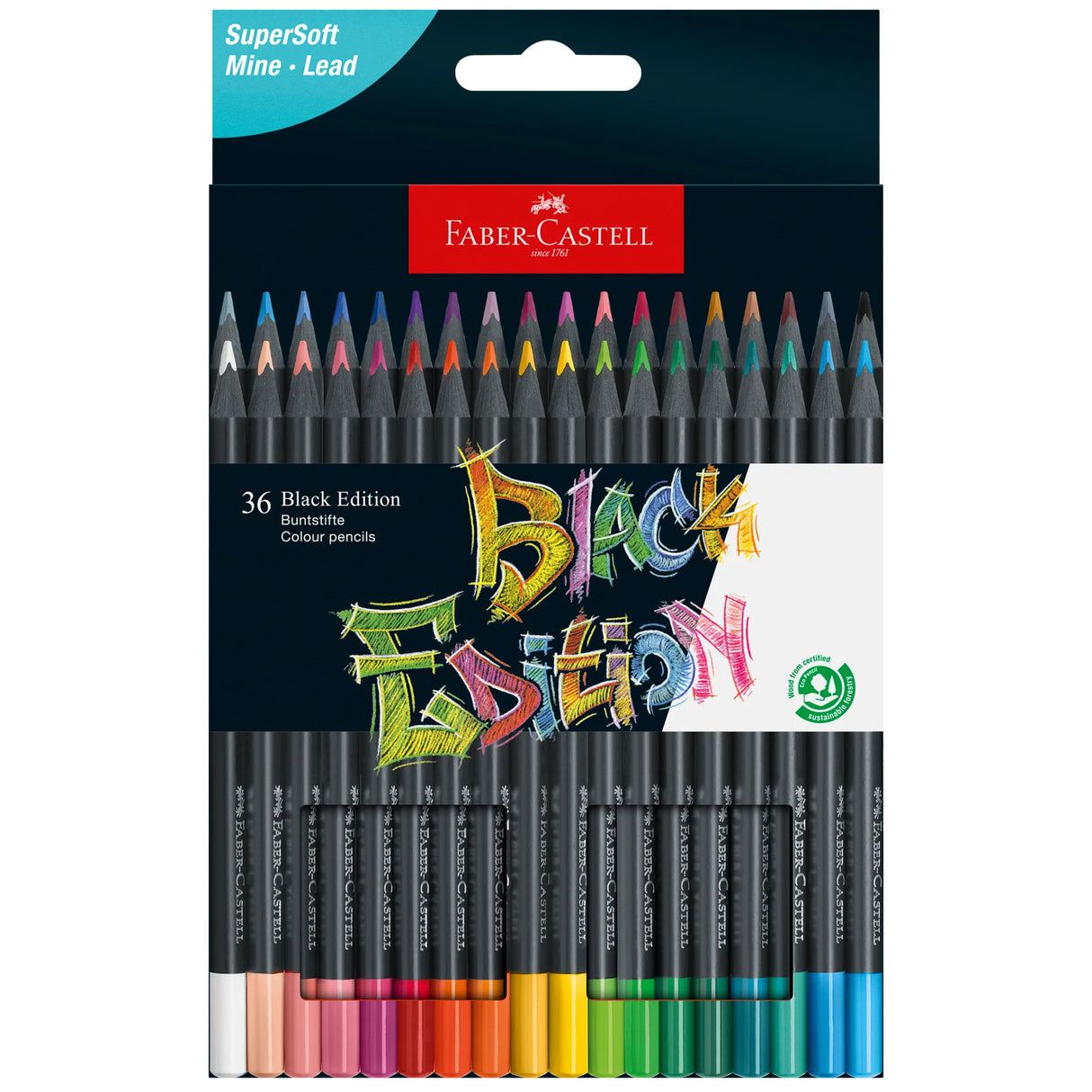 Faber-Castell Black Edition Colored Pencils - Box of 36