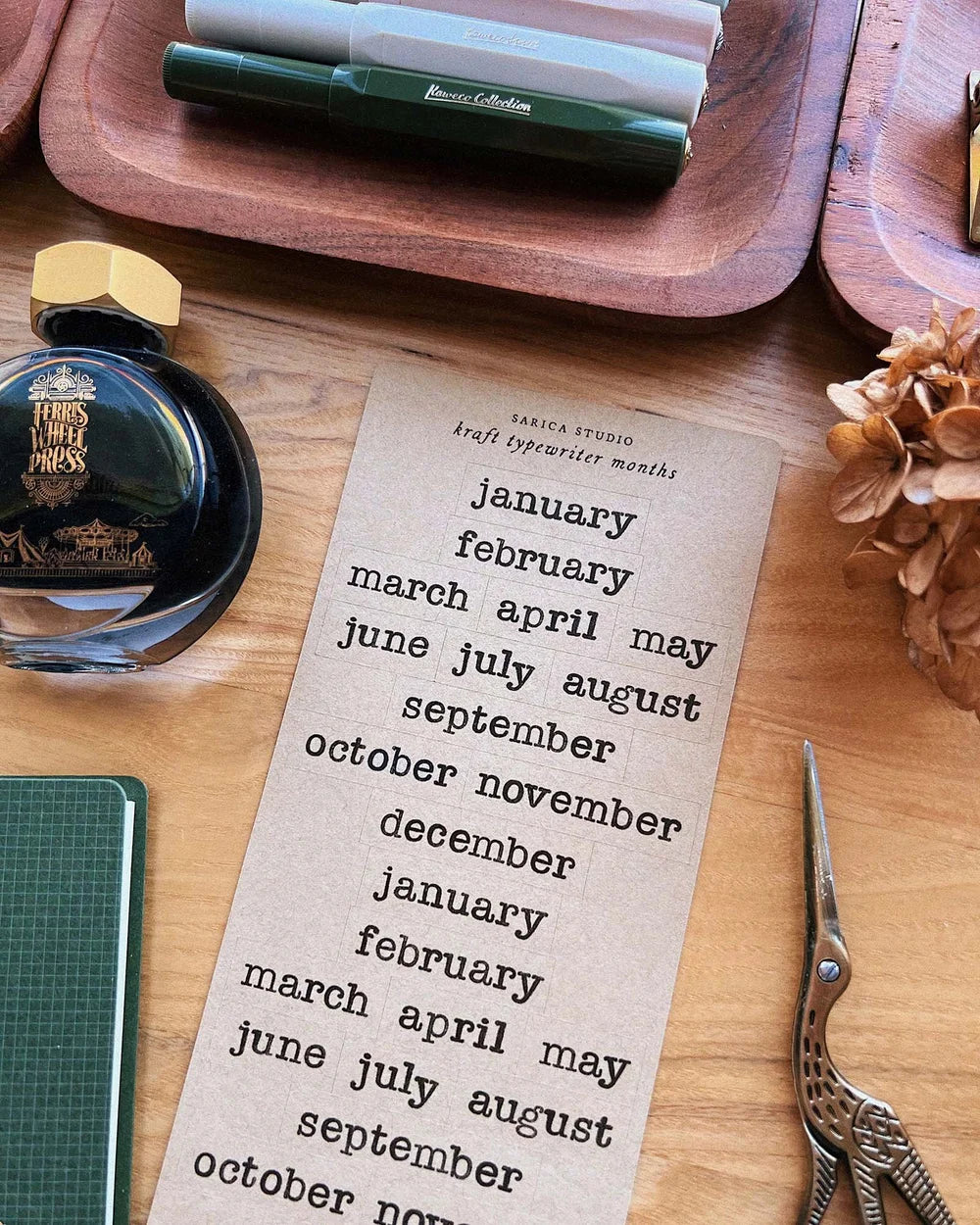 Sarica Studio Kraft Typewriter Month Stickers