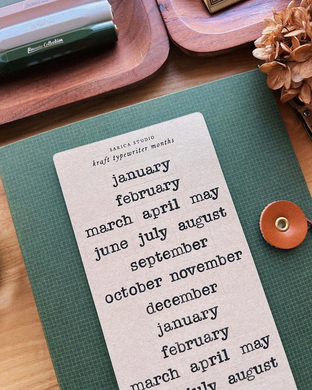 Sarica Studio Kraft Typewriter Month Stickers