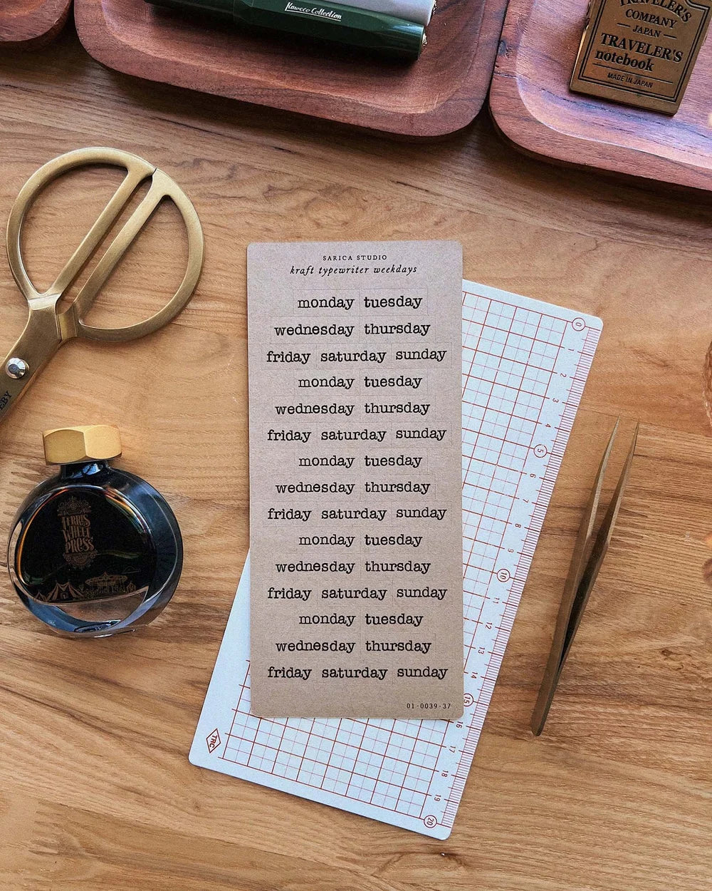 Sarica Studio Kraft Typewriter Weekday Stickers