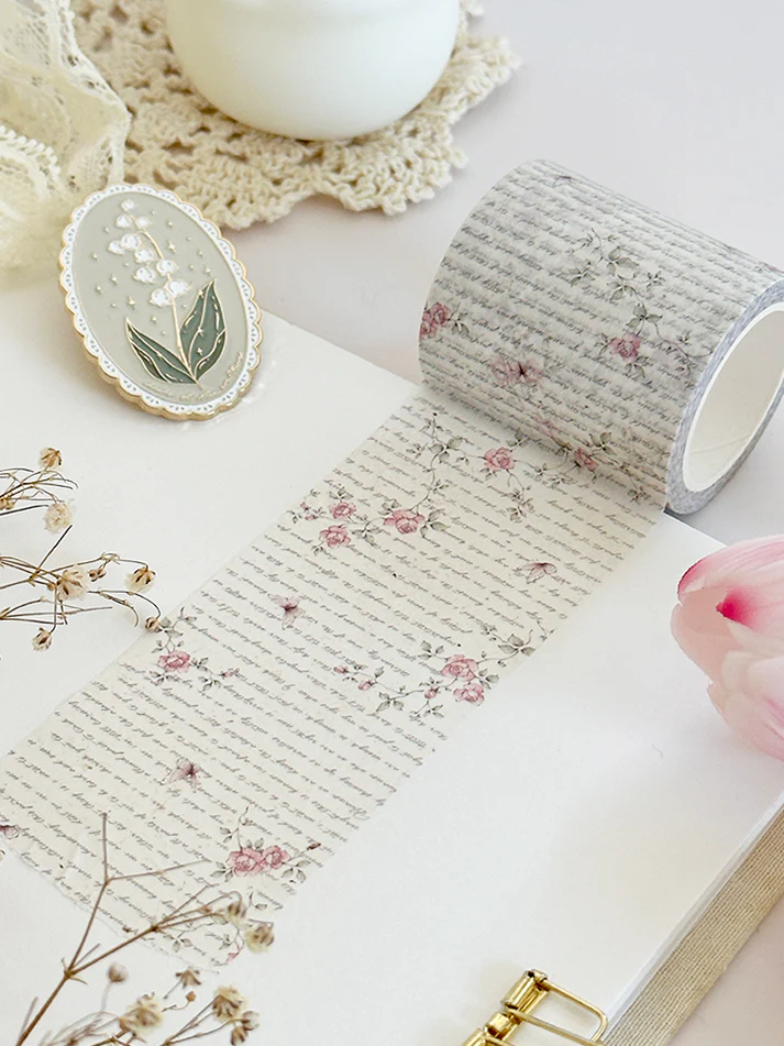 ♡ rose script washi tape - updated color: creamier, ivory tones!
♡ 50mm wide
♡ all washi is 10m long