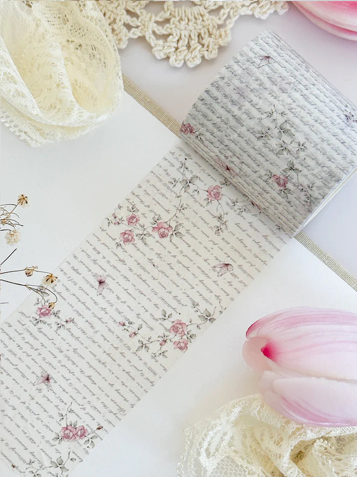 ♡ rose script washi tape - updated color: creamier, ivory tones!
♡ 50mm wide
♡ all washi is 10m long