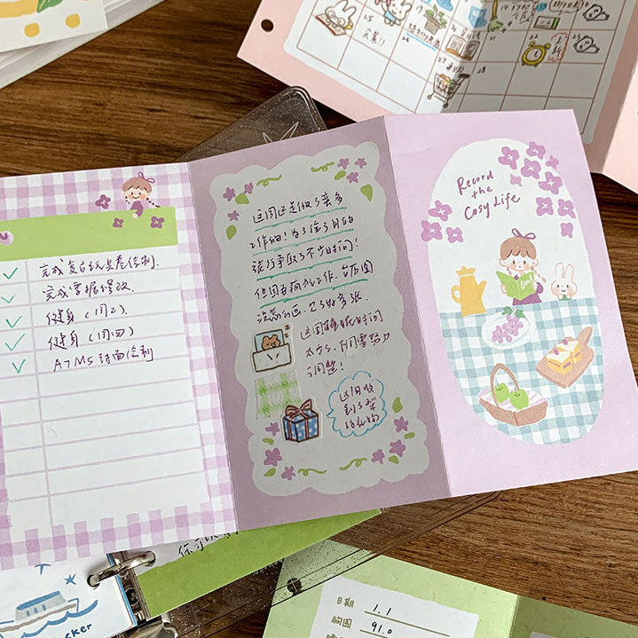 olinta - Week at Your Disposal M5 Tri-Fold Pages
Designed with a full, undated weekly layout split into three customizable sections, these inserts give you the freedom to plan your schedule exactly the way you like — whether you’re organizing appointments, tracking habits, mapping priorities, or adding creative journaling touches.
Specifications: 183mmx105mm
Material: 120g white craft
Number of pages: 10