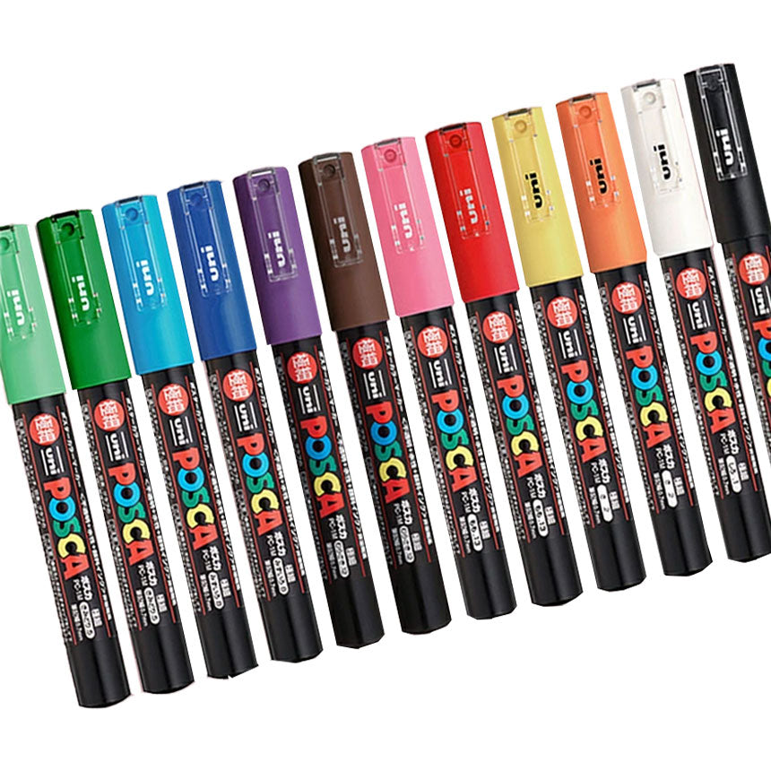 Marcador de pintura Posca PC-1M, punta extrafina, juego de 12 colores