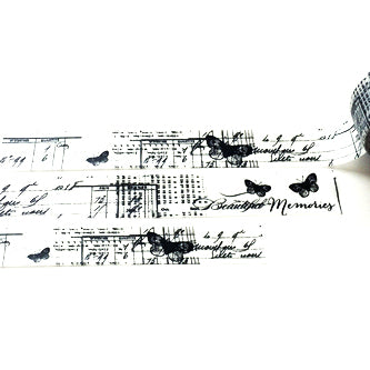Cinta adhesiva washi rústica con forma de mariposa
