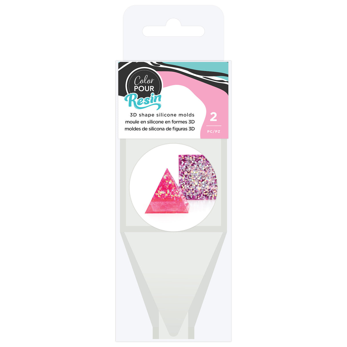 50 % DE DESCUENTO - Peso de papel en forma de cubo y pirámide para moldes de resina de vertido de color, paquete de 2