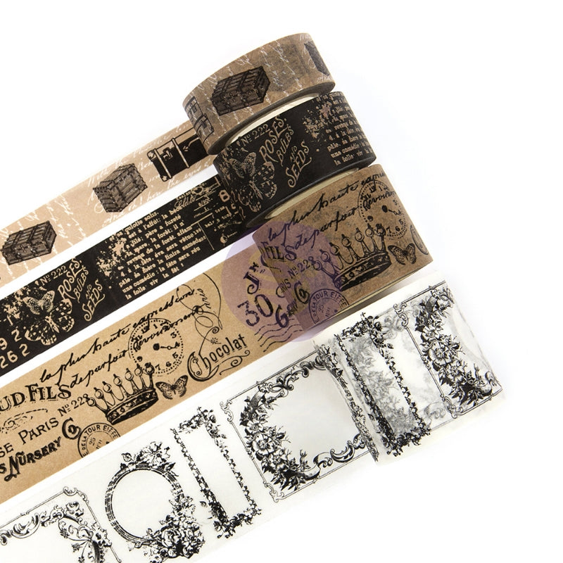PTJ Vintage Decorative Tape Craft and White 4/Pkg Prima Traveler's Journal