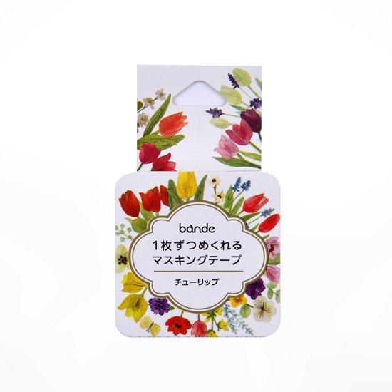 Rollo de pegatinas washi con forma de corona de flores de tulipán (200 unidades)