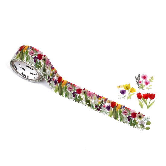 Rollo de pegatinas washi con forma de corona de flores de tulipán (200 unidades)