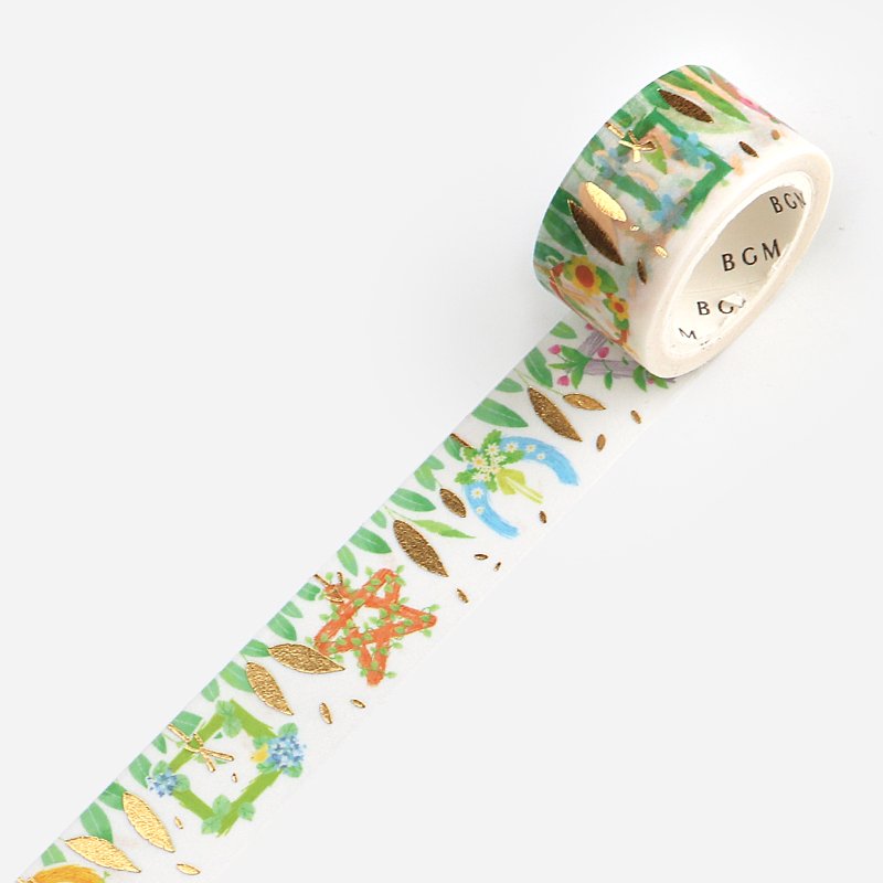 Cinta washi con adorno de flores y corona de flores