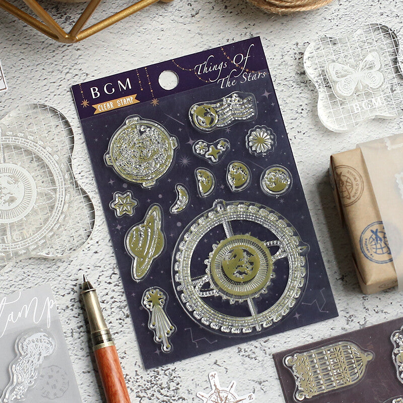 Celestial Things of the Stars BGM Clear Stamp Set is perfect for decorating your planner, bullet journal scrapbook, card making or crafting project.