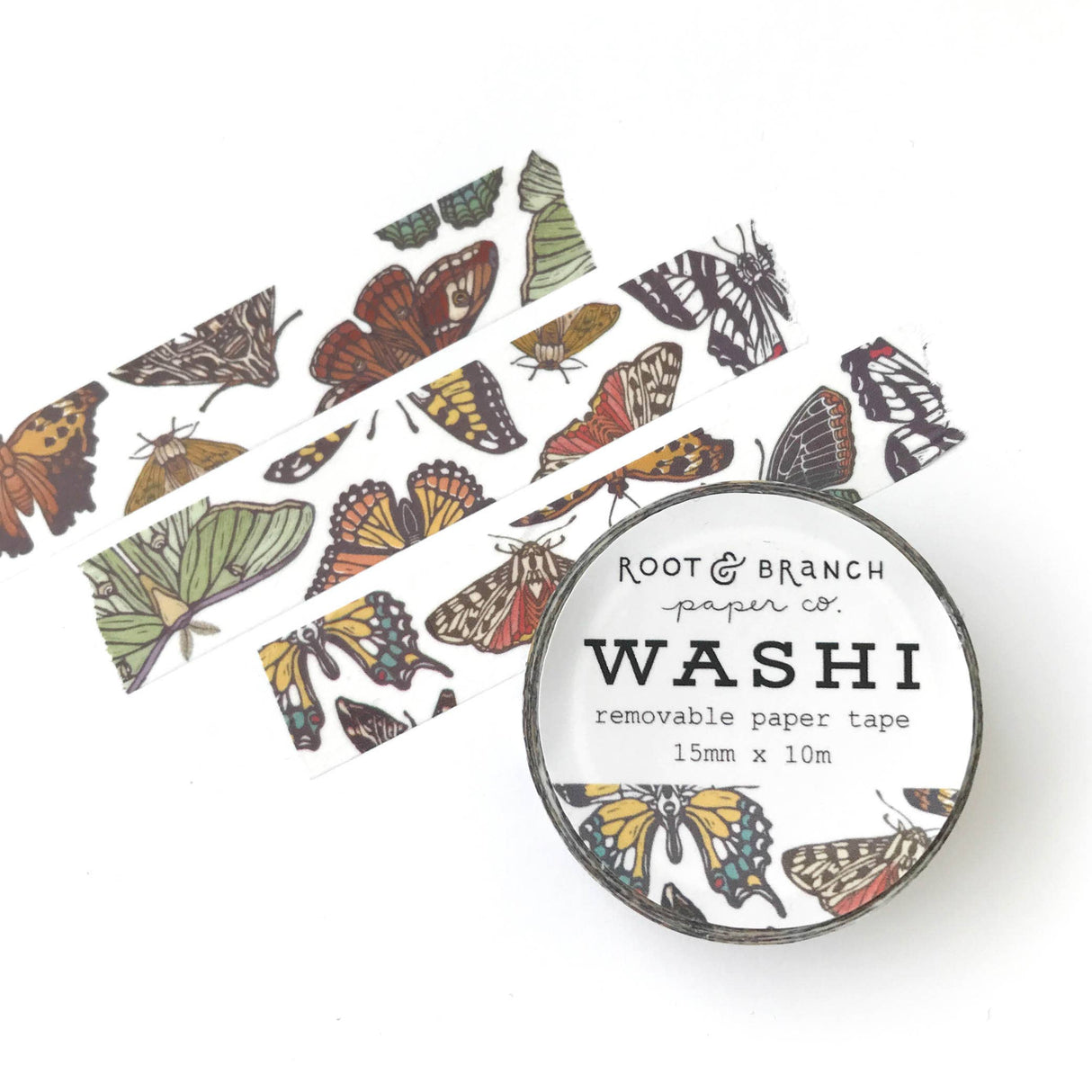 Cinta washi con diseño de mariposas y polillas