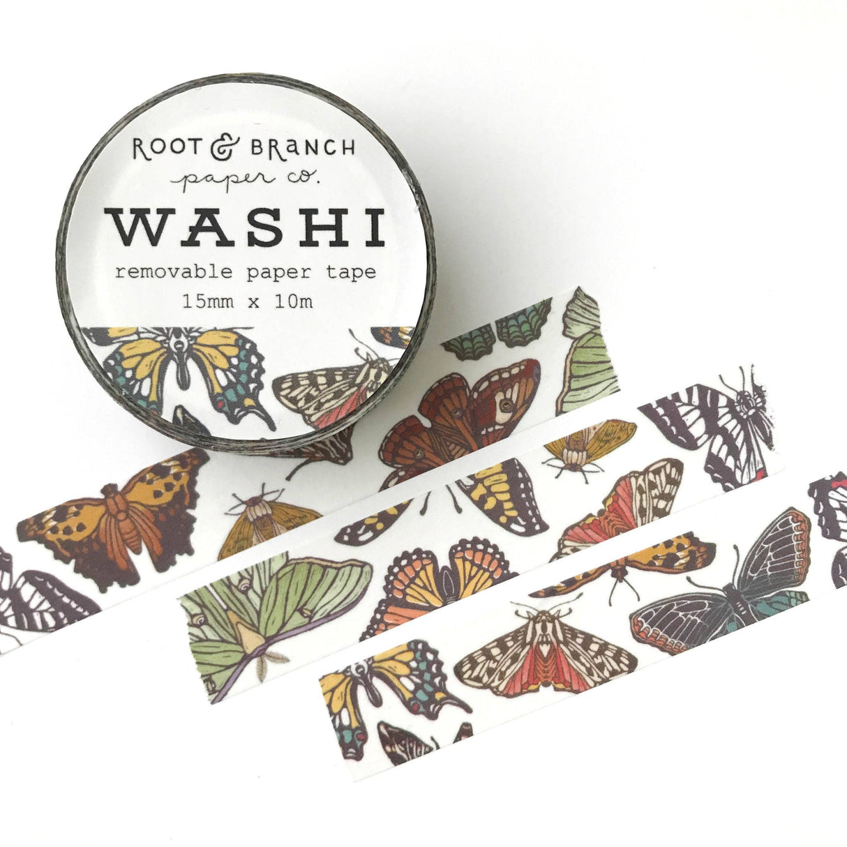 Cinta washi con diseño de mariposas y polillas