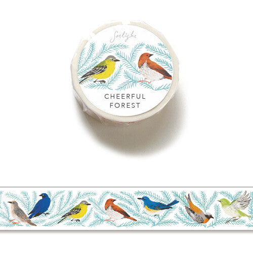 Cinta washi con alegres pájaros del bosque
