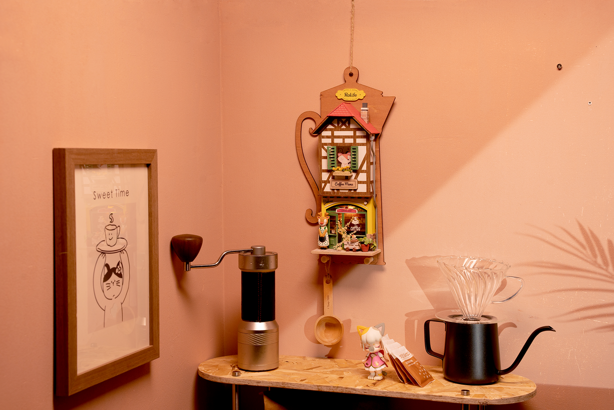 Lazy Coffee House DIY Wall Hanging Miniature House Kit