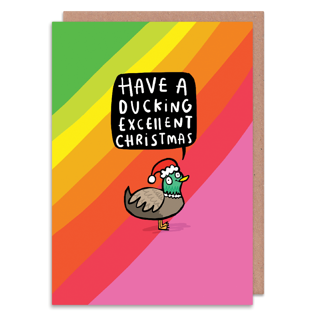 Excelente tarjeta navideña con diseño de pato