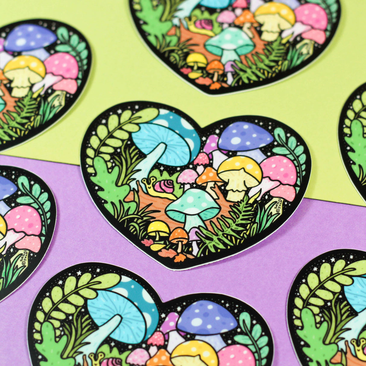 Forest Mushroom Heart Vinyl Sticker