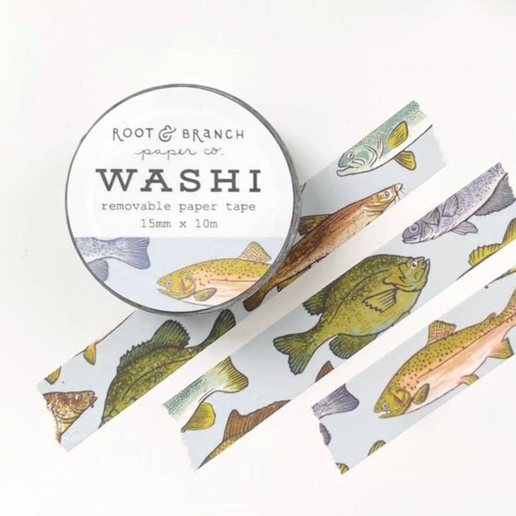 Cinta washi con peces de agua dulce