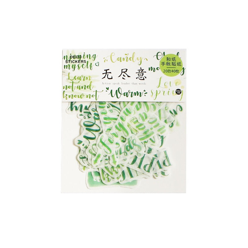 Pegatinas washi flake con palabras