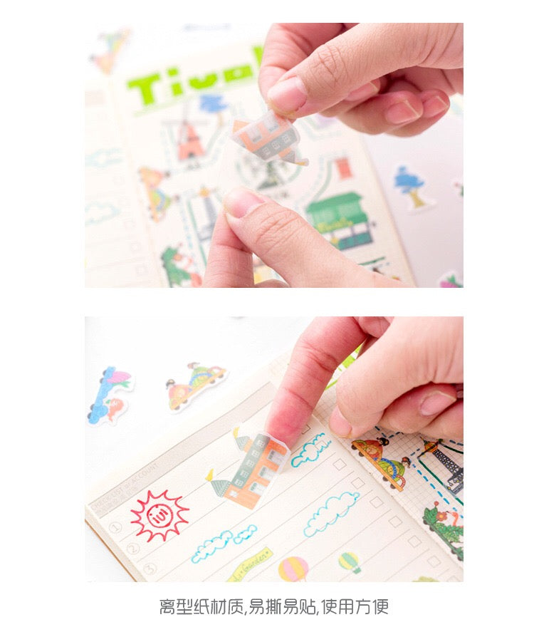 Pegatinas washi con forma de casas (40 piezas)