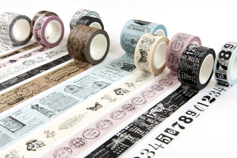 PTJ Vintage Decorative Tape Craft and White 4/Pkg Prima Traveler's Journal