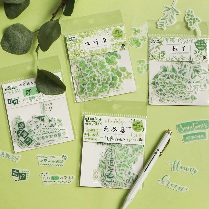 Pegatinas washi flake con palabras