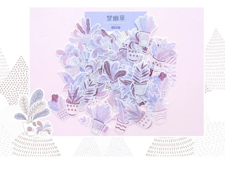 Pegatinas washi en hojuelas con forma de planta de interior