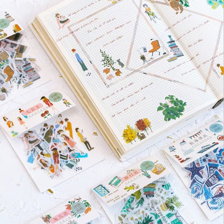 Pegatinas washi con forma de personas