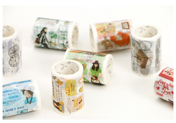 Red Collage Wide Washi Tape