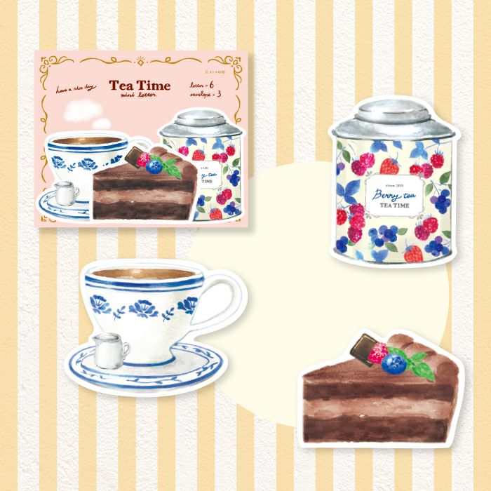 Juego de cartas Tea Time Berry: papeles y sobres para escribir