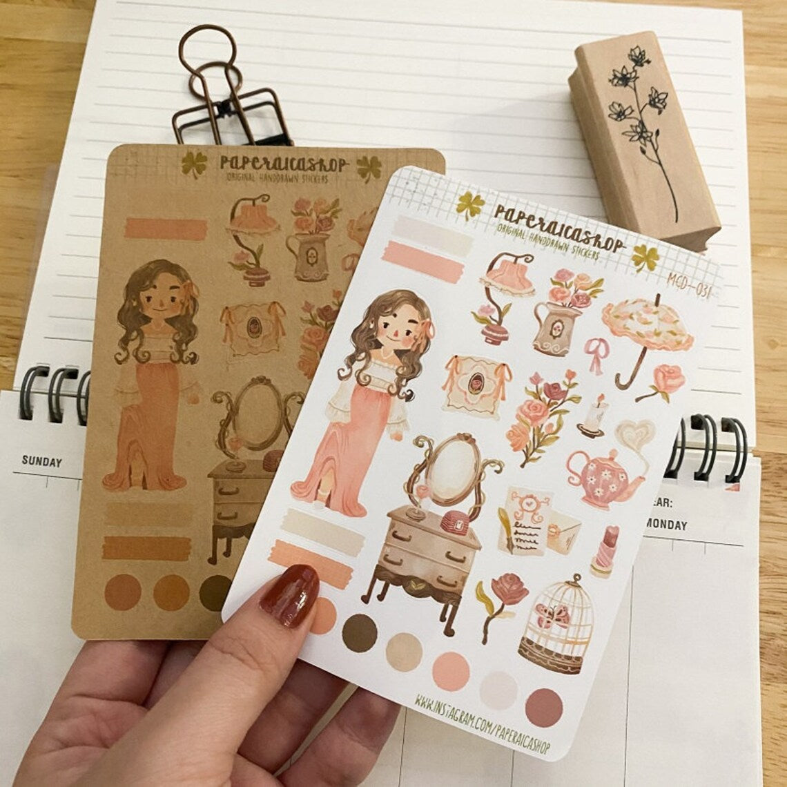 Pegatinas de niña delicada y bonita PaperaicaShop