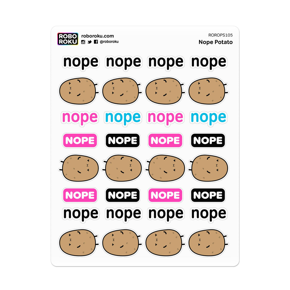 Pegatinas para planificador Nope Potato