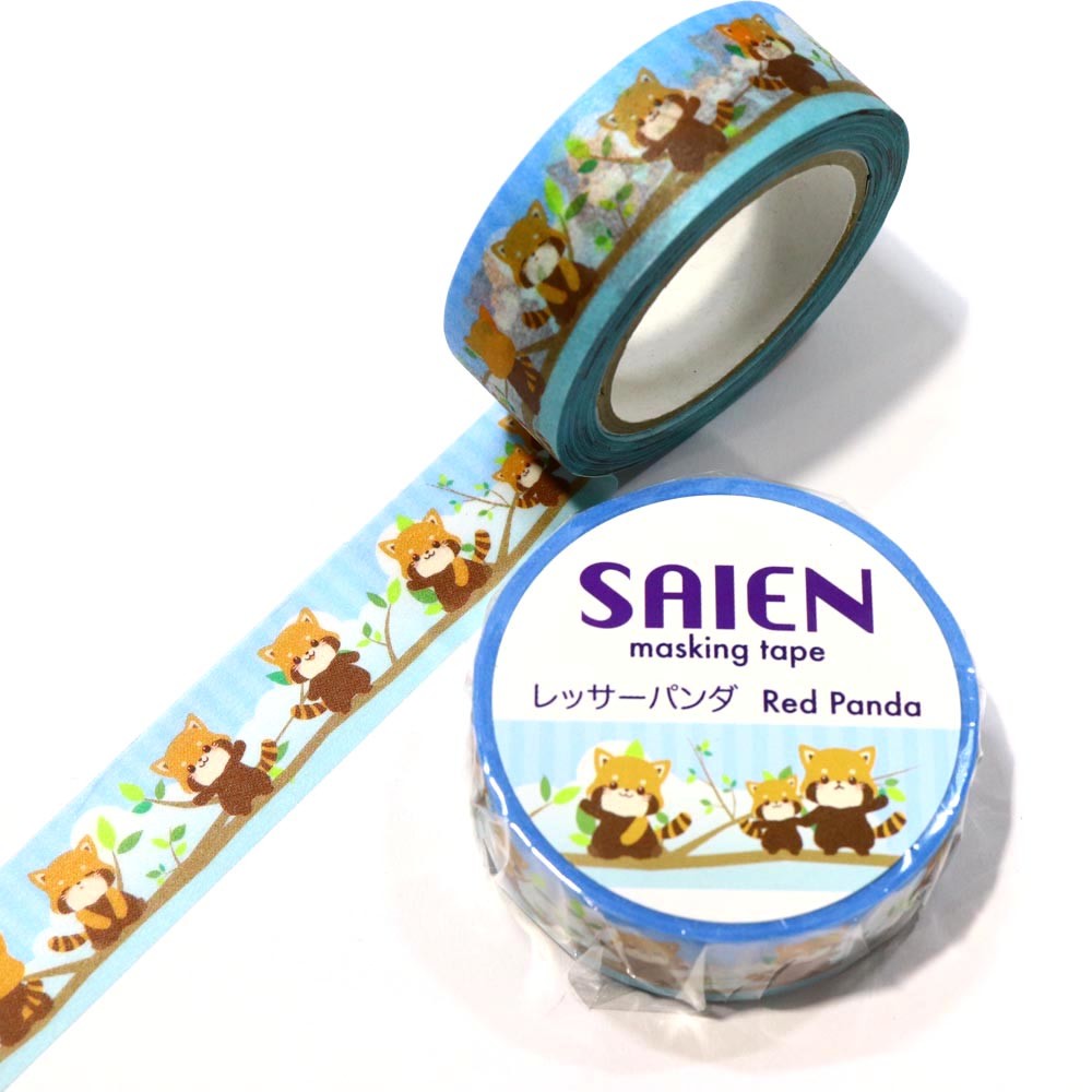 Cinta washi japonesa con diseño de panda rojo SAIEN