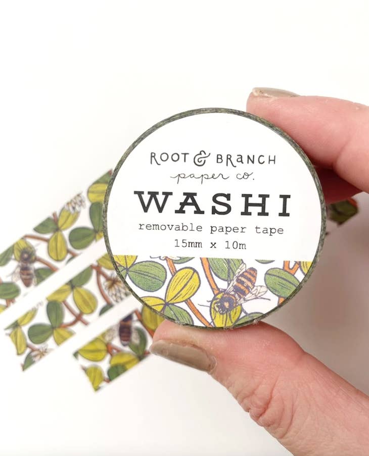 Cinta washi de trébol blanco