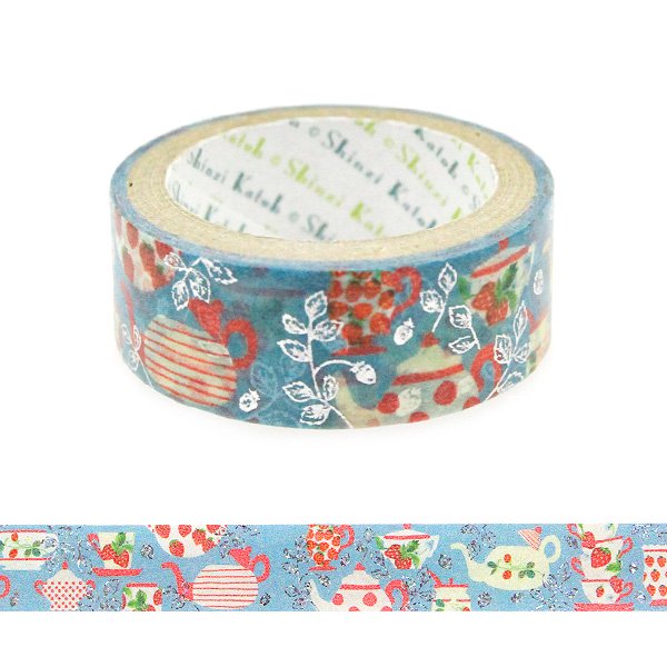Cinta washi con motivo de la hora del té con fresas de Shinzi Katoh Design