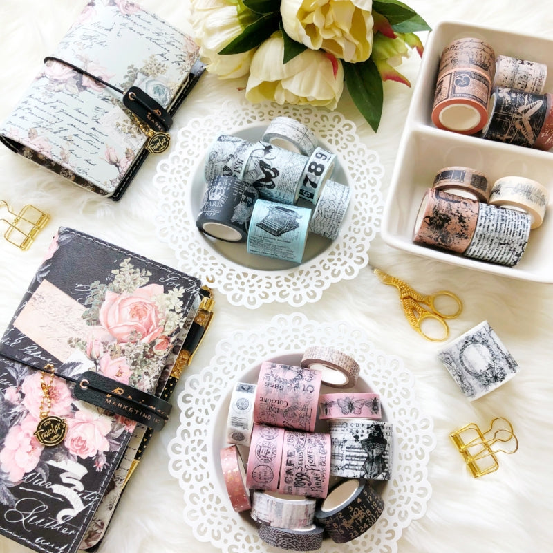 PTJ Vintage Decorative Tape Craft and White 4/Pkg Prima Traveler's Journal
