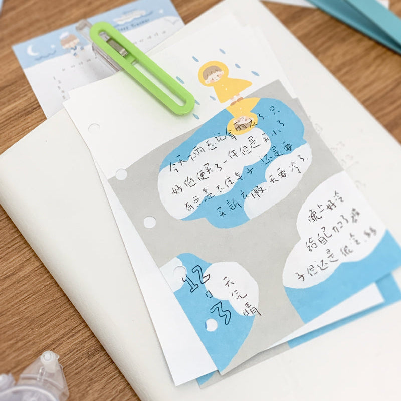 Molinta - After Rain A7 Memo Pad

Enjoy 20 sheets of this rainy day inspired memo pad to add to your writing experience!

Specifications: 80mmx120mm
Material: 120g white kraft paper
Number of pages: 20
